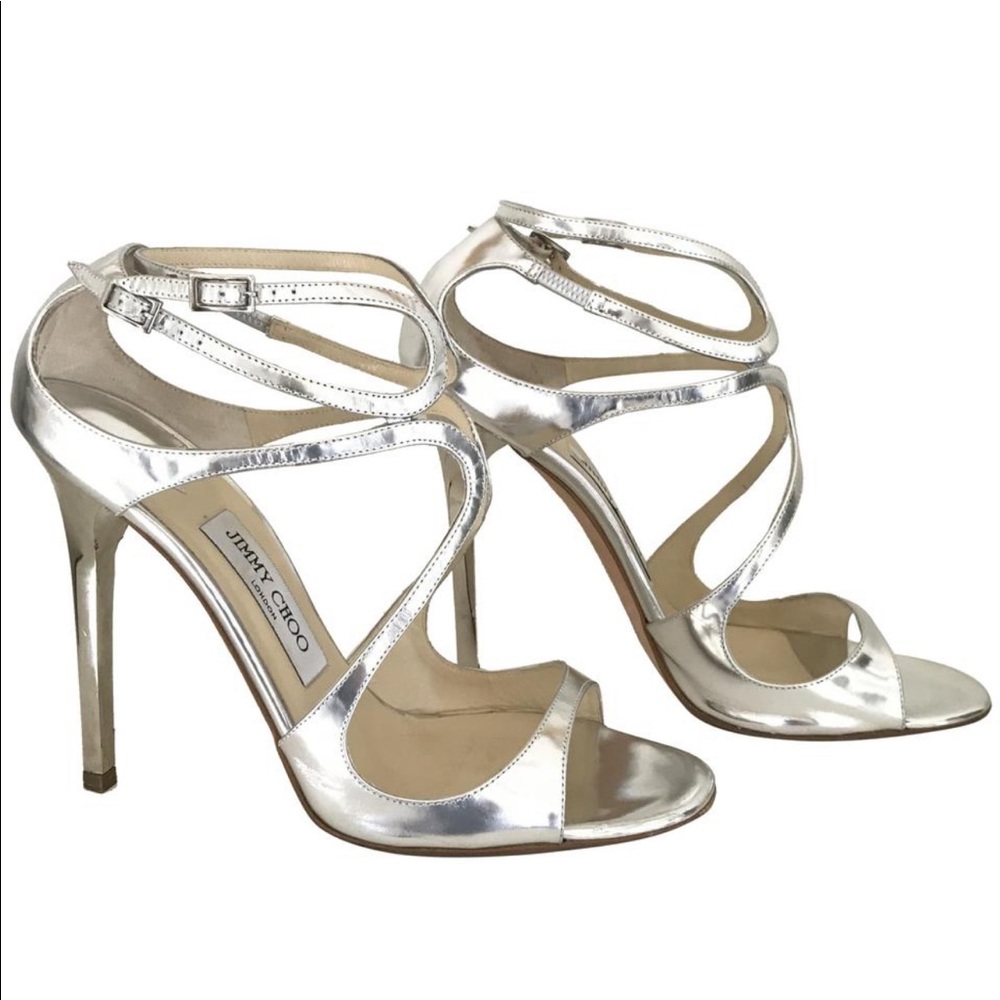 Jimmy Choo Silver Liquid Mirror Heels  size 40